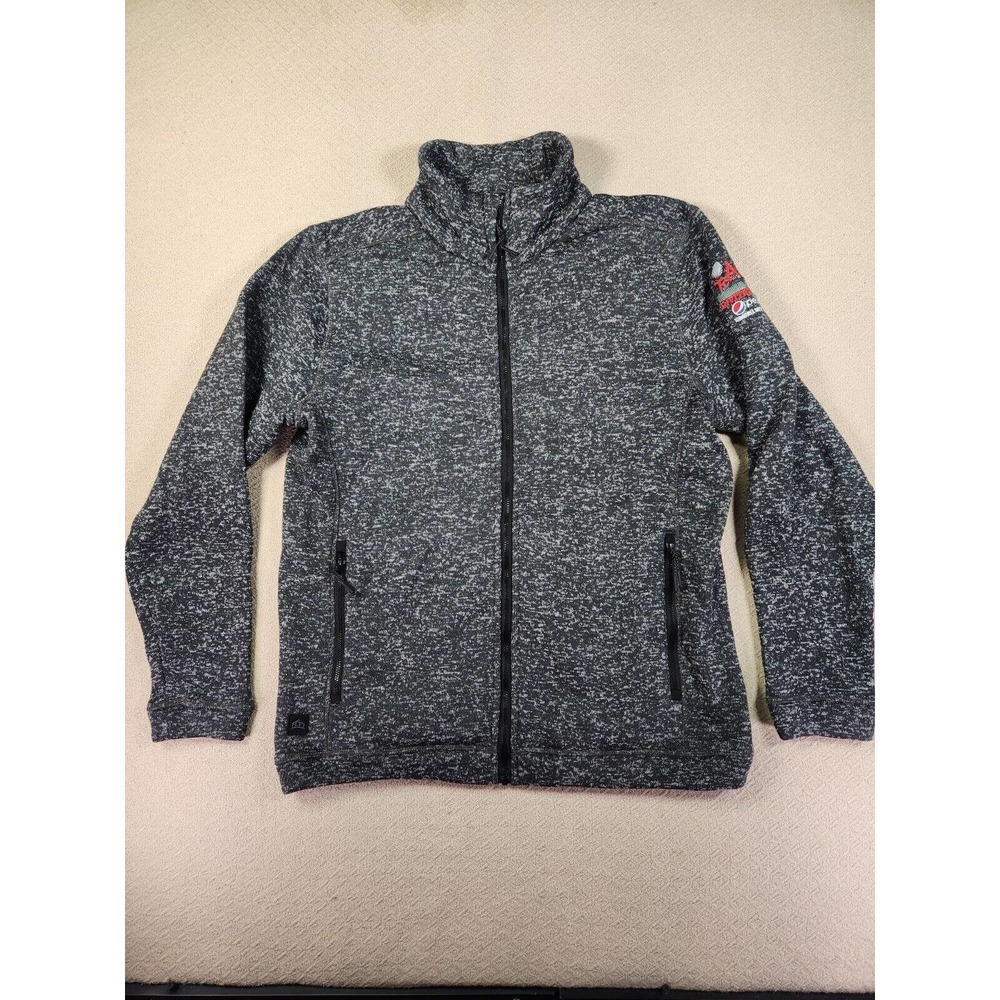 Stormtech Sweater Mens Large L Gray Collared Full Zip Cotton Blend Embroidered